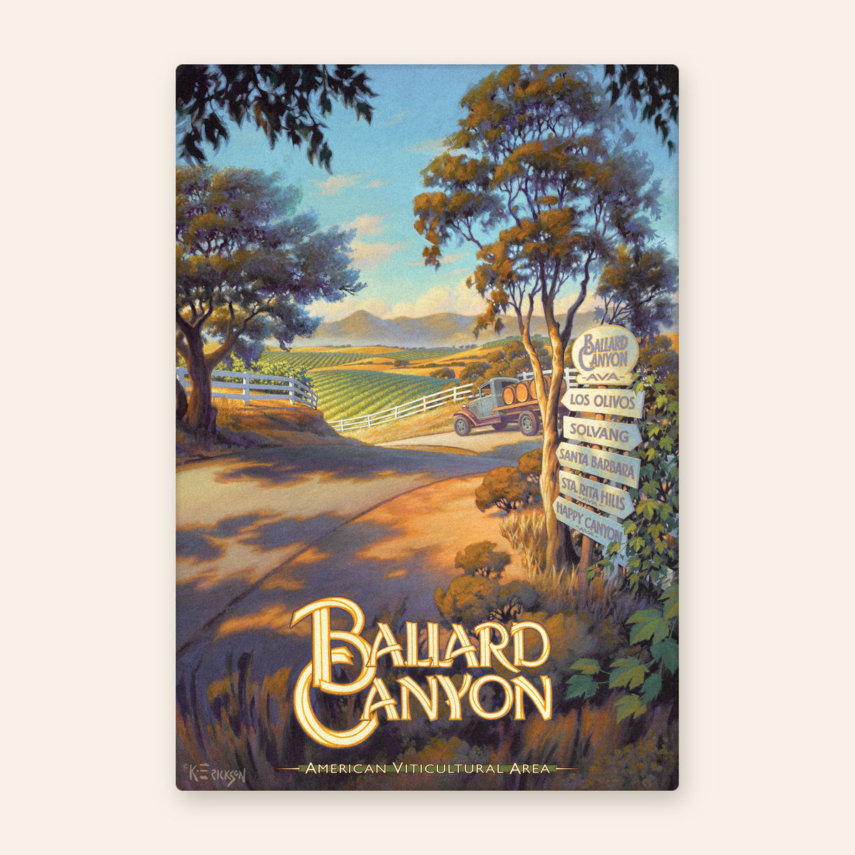 Ballard Canyon Wine Country Vintage Travel Poster Kitchen Towel