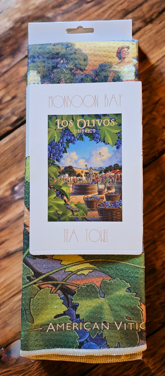 Los Olivos wine harvest festival vintage travel poster kitchen towel sleeve