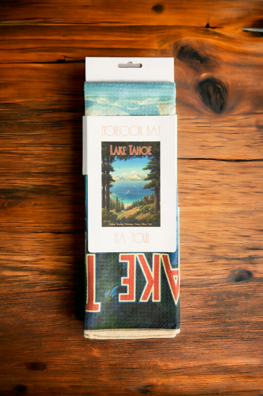 Lake Tahoe vintage travel poster kitchen towel sleeve