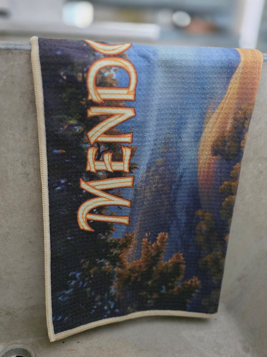 Mendocino Wine Country Vintage Travel Poster Kitchen Towel