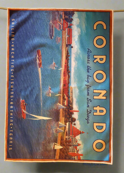 Hotel del Coronado vintage travel poster kitchen towel
