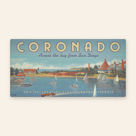 Full towel: Hotel del Coronado vintage travel poster beach towel by Kerne Erickson