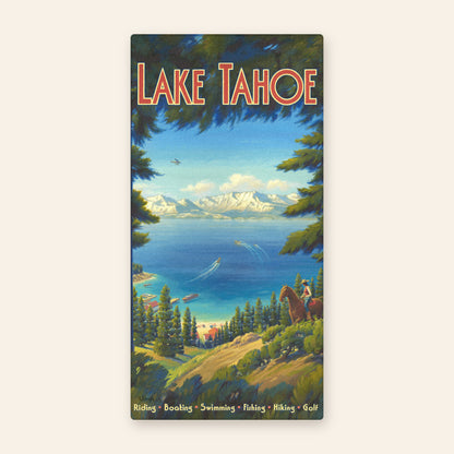 Full towel: Lake Tahoe vintage travel poster beach towel by Kerne Erickson