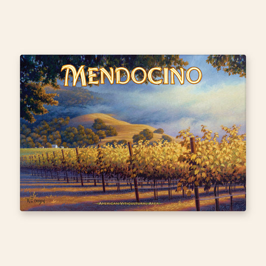 Mendocino Wine Country Vintage Travel Poster Kitchen Towel