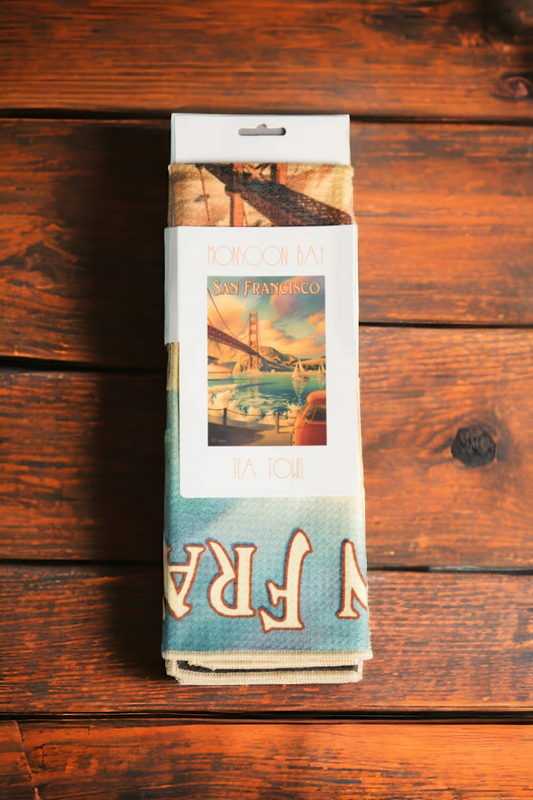 San Francisco Golden Gate Bridge vintage travel poster kitchen towel in sleeve