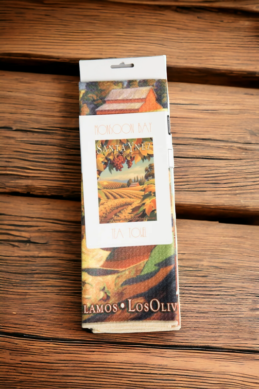 Santa Ynez Valley vineyards vintage travel poster kitchen towel sleeve