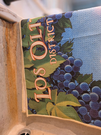 Los Olivos wine harvest festival vintage travel poster kitchen towel hanging in sink