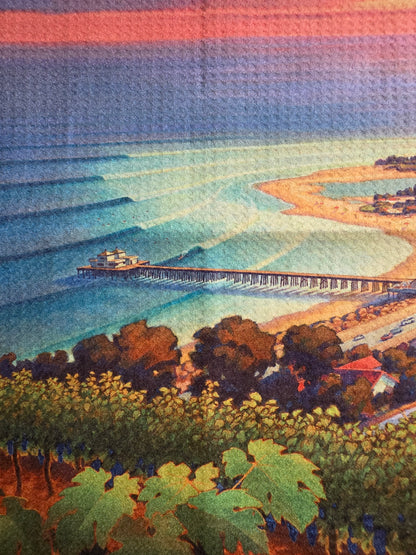 Malibu Coast Wine Country Vintage Travel Poster Kitchen Towel