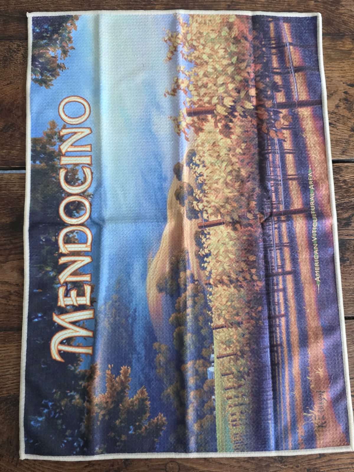Mendocino Wine Country Vintage Travel Poster Kitchen Towel