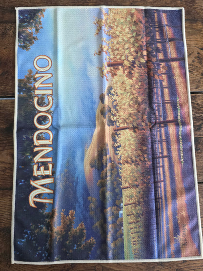 Mendocino Wine Country Vintage Travel Poster Kitchen Towel